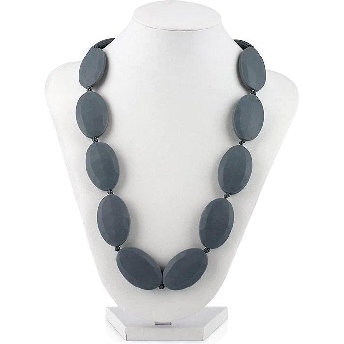 Nuby® - Nuby Teething Trends - Oval Beads Teething Necklace - Grey