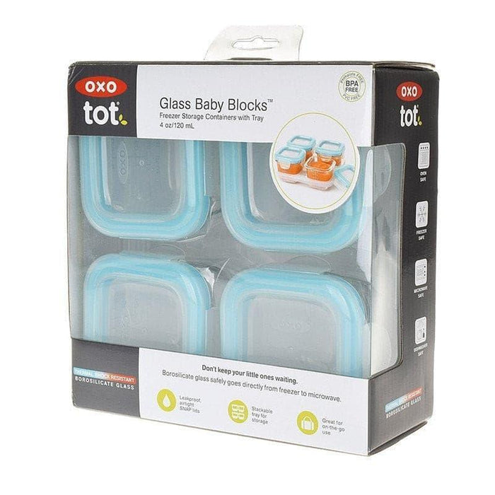 Oxo Tot® - Oxo Tot Glass Baby Blocks™ 4OZ (Freezer storage containers with tray)