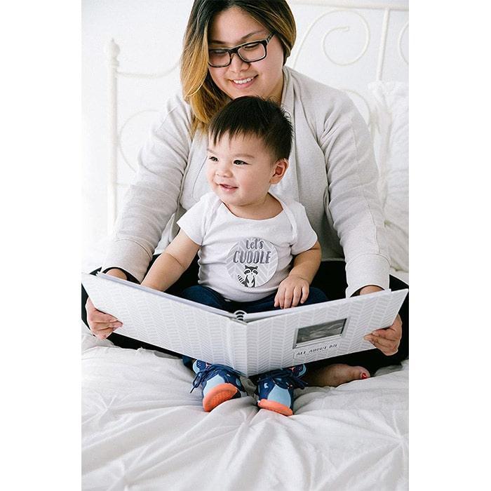 Pearhead® - Pearhead Baby's Memory Book & Sticker Set - Herringbone Grey