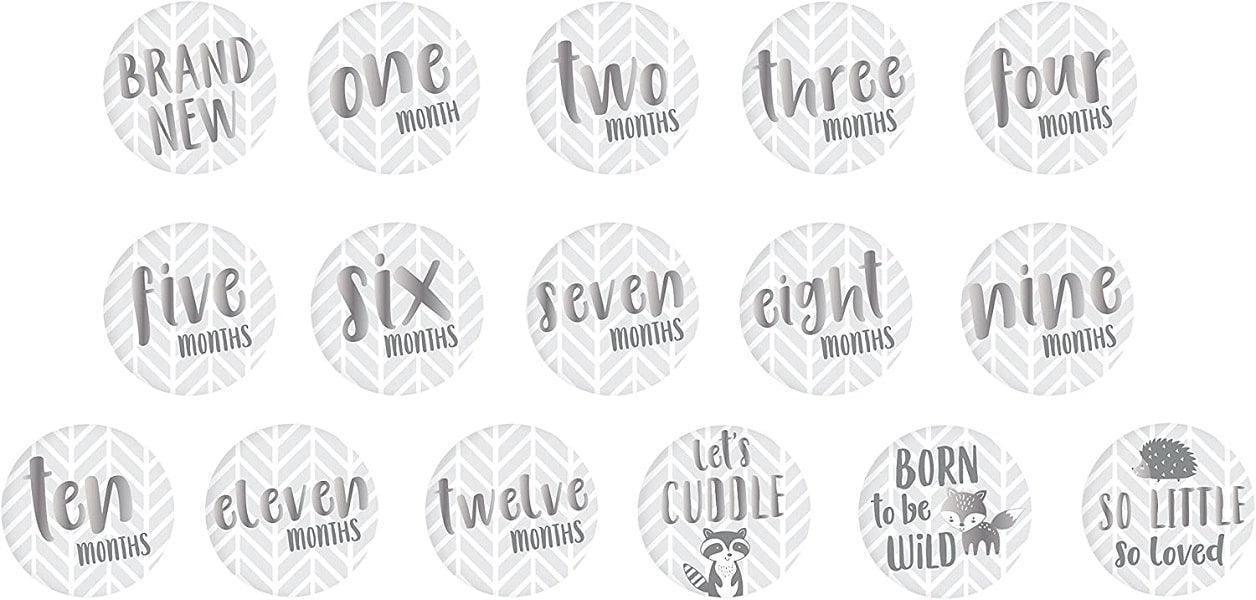 Pearhead® - Pearhead Baby's Memory Book & Sticker Set - Herringbone Grey