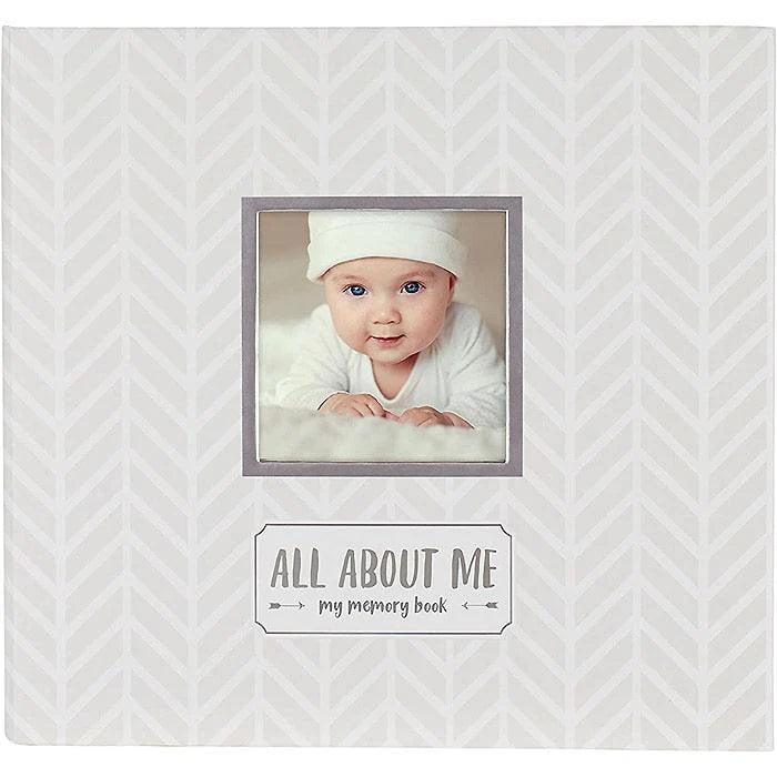 Pearhead® - Pearhead Baby's Memory Book & Sticker Set - Herringbone Grey