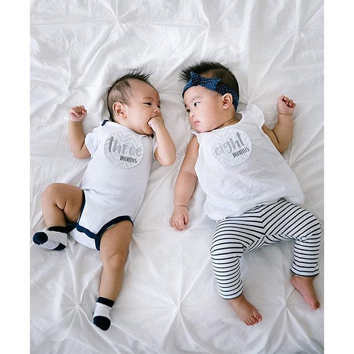 Pearhead® - Pearhead Baby's Memory Book & Sticker Set - Herringbone Grey