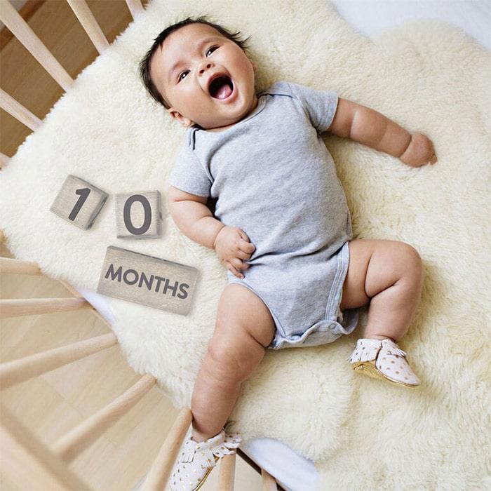 Pearhead® - Pearhead® Age & School Grades Wooden Block Set - Grey