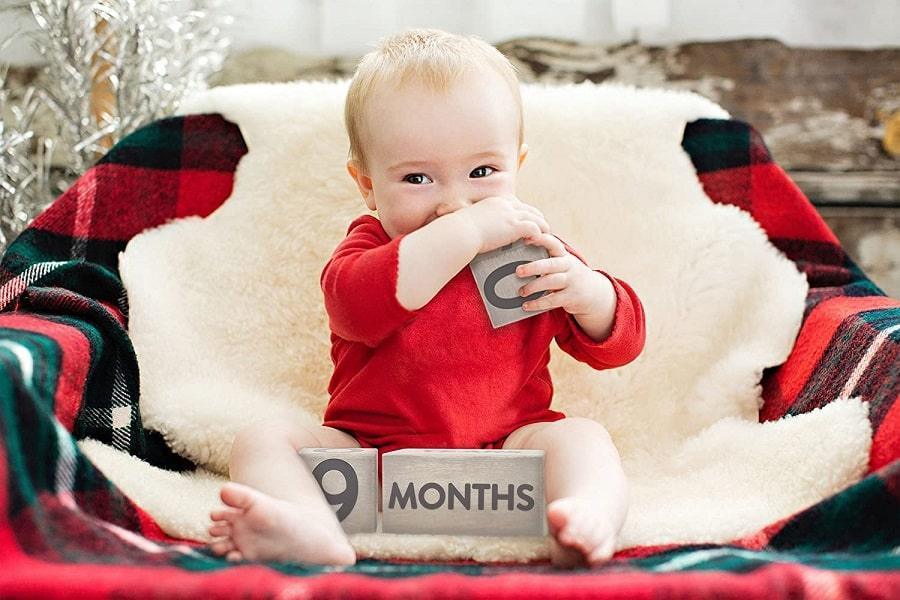 Pearhead® - Pearhead® Age & School Grades Wooden Block Set - Grey