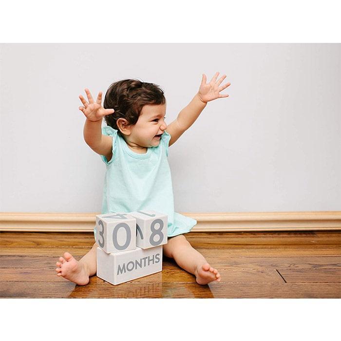 Pearhead® - Pearhead® Age & School Grades Wooden Block Set - Grey