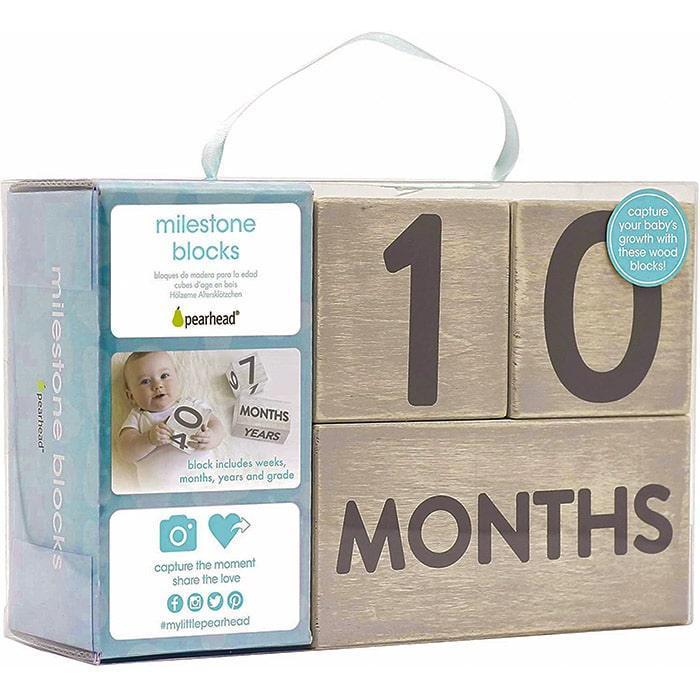 Pearhead® - Pearhead® Age & School Grades Wooden Block Set - Grey