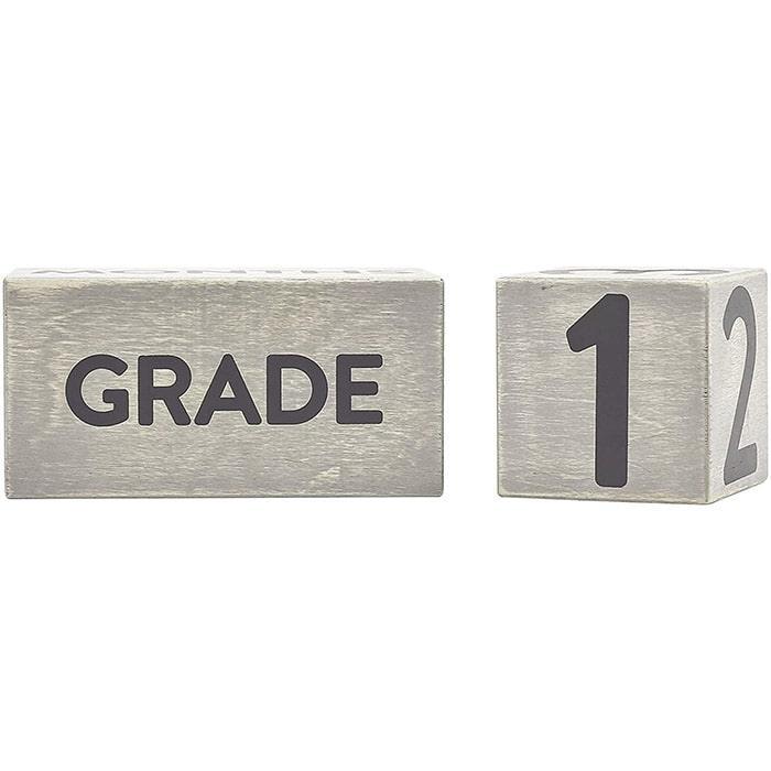 Pearhead® - Pearhead® Age & School Grades Wooden Block Set - Grey