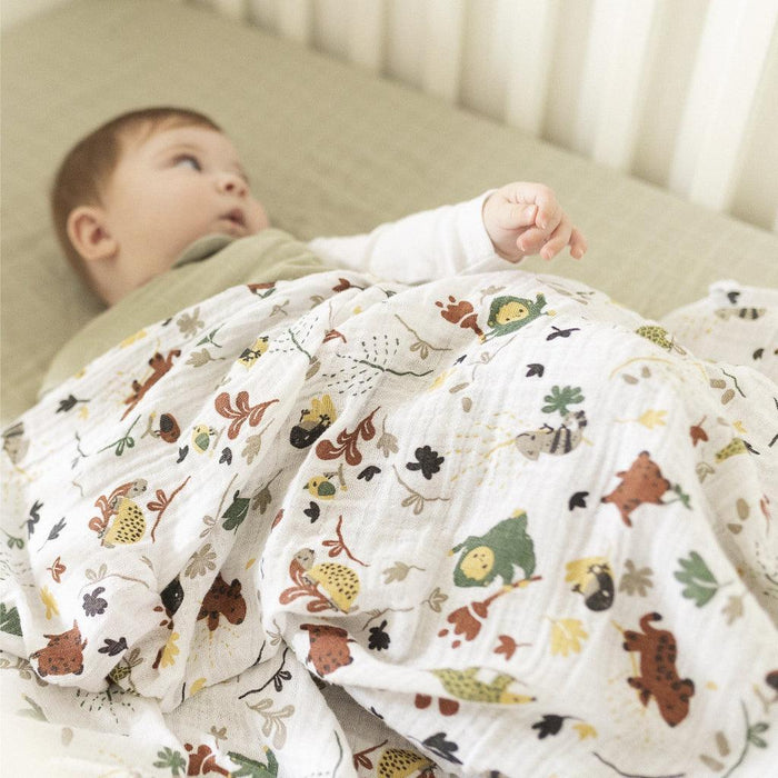 Perlimpinpin - Perlimpinpin Cotton Muslin Baby Swaddle Blanket - Green Jungle