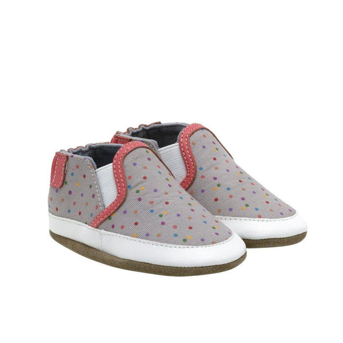 Robeez® - Robeez Soft Sole Shoes Polka Dot Polly - Grey Canvas