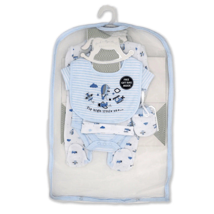 Rock-a-Bye Baby - Rock-a-Bye Baby Boys 5 Piece Mesh Bag Set: Fly High Little One