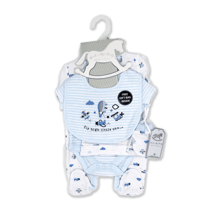 Rock-a-Bye Baby - Rock-a-Bye Baby Boys 5 Piece Mesh Bag Set: Fly High Little One