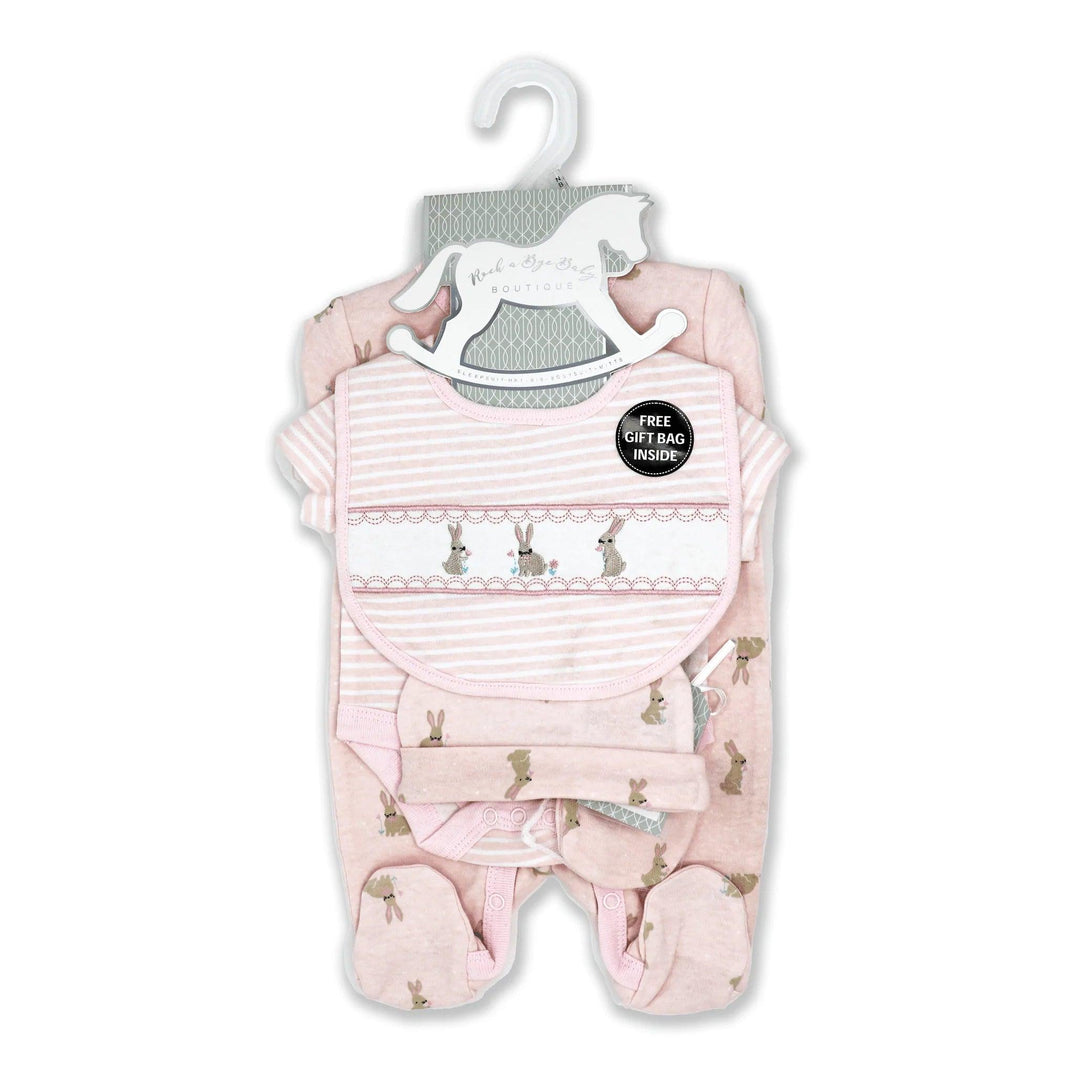 Rock-a-Bye Baby - Rock-a-Bye Baby Girls 5 Piece Mesh Bag Set: Bunny