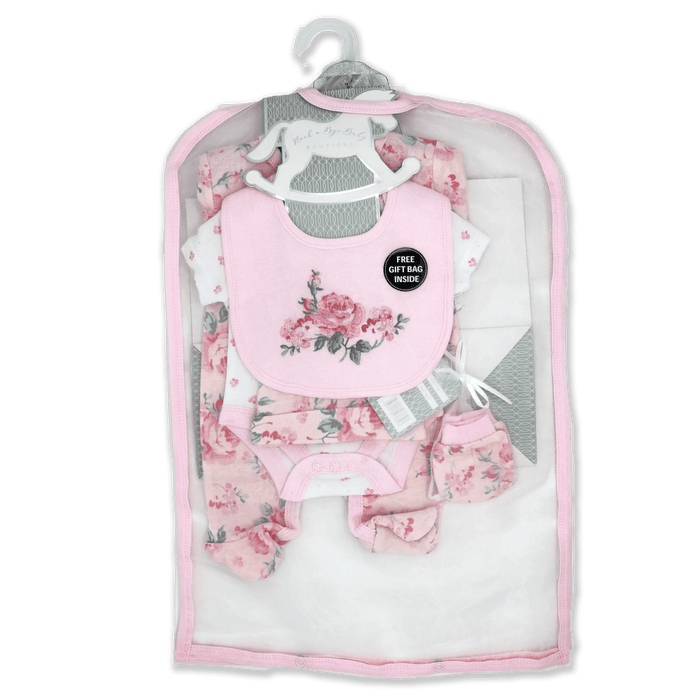 Rock-a-Bye Baby - Rock-a-Bye Baby Girls 5 Piece Mesh Bag Set: Pink Floral