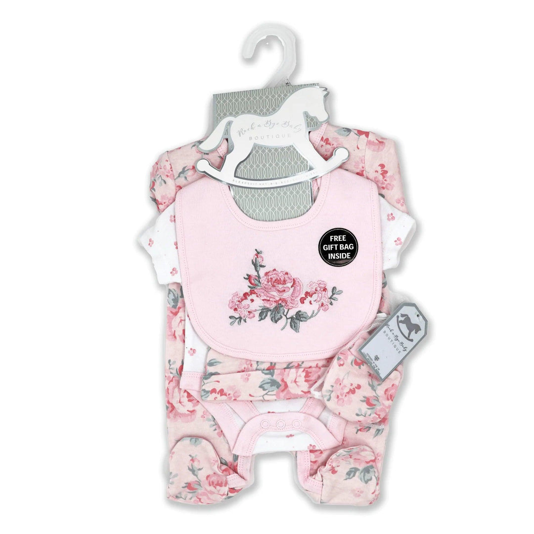 Rock-a-Bye Baby - Rock-a-Bye Baby Girls 5 Piece Mesh Bag Set: Pink Floral