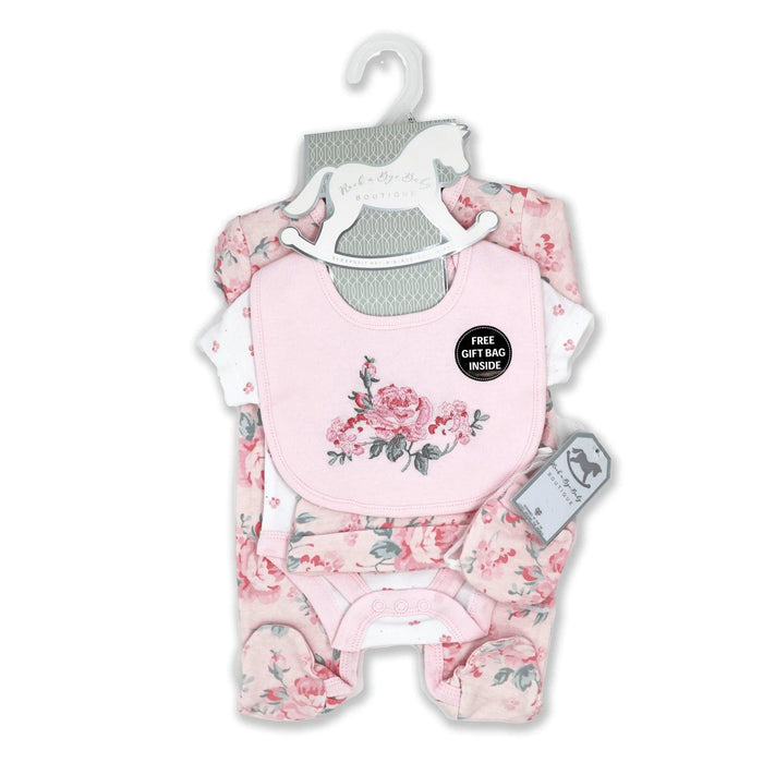 Rock-a-Bye Baby - Rock-a-Bye Baby Girls 5 Piece Mesh Bag Set: Pink Floral