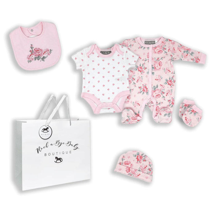 Rock-a-Bye Baby - Rock-a-Bye Baby Girls 5 Piece Mesh Bag Set: Pink Floral