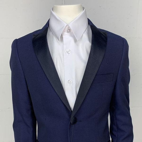 Soul of London® - Soul of London® 2 Piece Navy Kids Tuxedo with Dotted Overlay