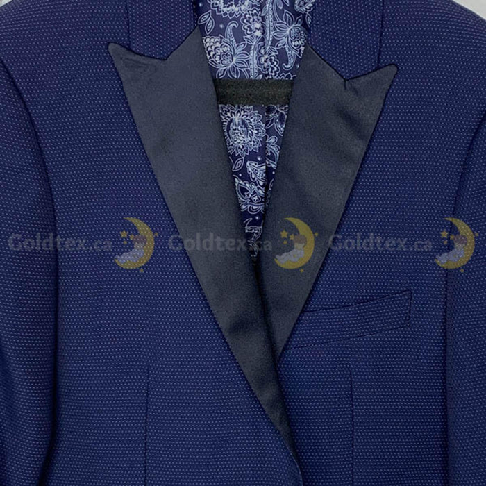 Soul of London® - Soul of London® 2 Piece Navy Kids Tuxedo with Dotted Overlay