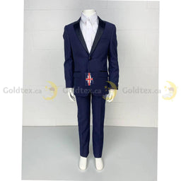 Soul of London® - Soul of London® 2 Piece Navy Kids Tuxedo with Dotted Overlay