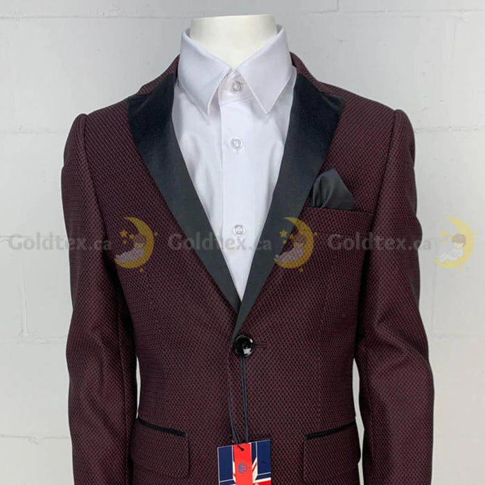 Soul of London® - Soul of London® Kids Burgundy Tuxedo with Black overlay
