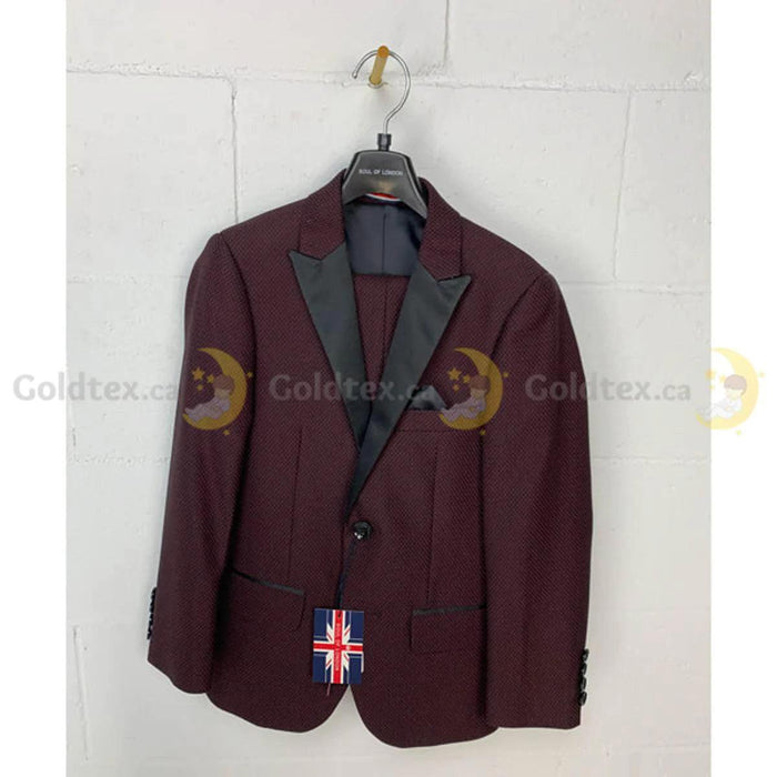 Soul of London® - Soul of London® Kids Burgundy Tuxedo with Black overlay