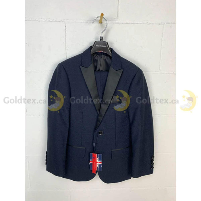 Soul of London® - Soul of London® Kids Navy Tuxedo w/ Black overlay & Lapels