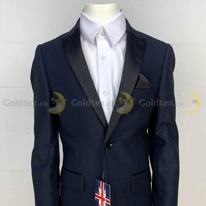 Soul of London® - Soul of London® Kids Navy Tuxedo w/ Black overlay & Lapels