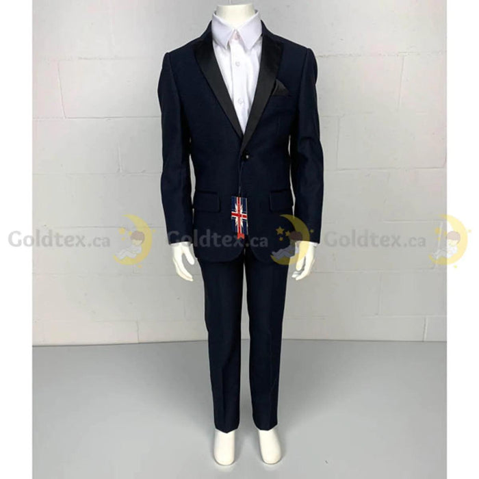 Soul of London® - Soul of London® Kids Navy Tuxedo w/ Black overlay & Lapels