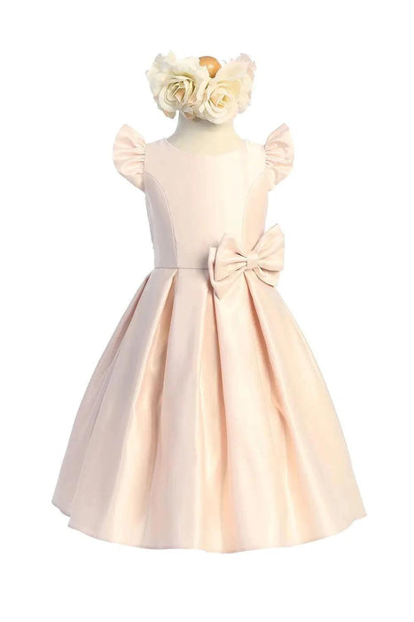 Sweet Kids® - Satin pleated flutter sleeve with bow detail - SK930