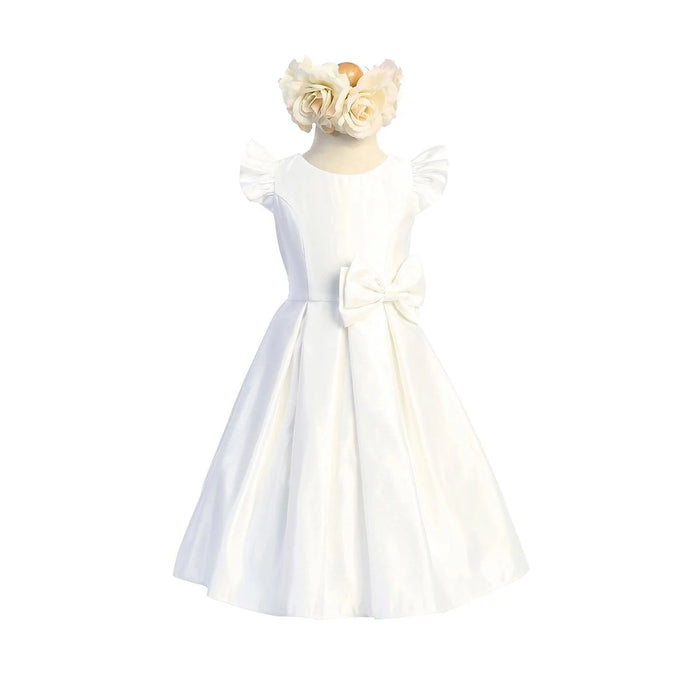Sweet Kids® - Satin pleated flutter sleeve with bow detail - SK930