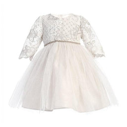 Sweet Kids® - Sweet Kids Baby Girls Champagne Lattice Embroided Dress SKB871