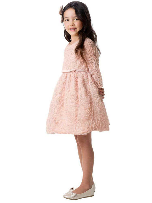 Sweet Kids® - Sweet Kids® Long sleeves Blush Infant Dress with Rose Detail SKB873