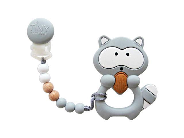 Teether Toy - Tiny Teethers Toy - Grey Raccoon