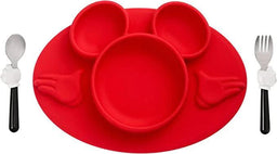 The First Years® - The First Years Disney Mickey Mouse Silicone Placemat with Stainless Steel Fork & Spoon 3 Piece Set
