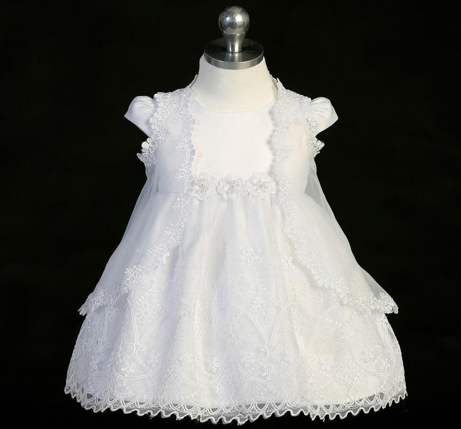 Tip Top USA® - Tip Top USA Lace Baptism Dress with Puff Sleeves and Cape