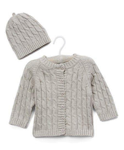 Tots Fifth Avenue® - Tots Fifth Avenue® Cable Knit Cardigan with Hat