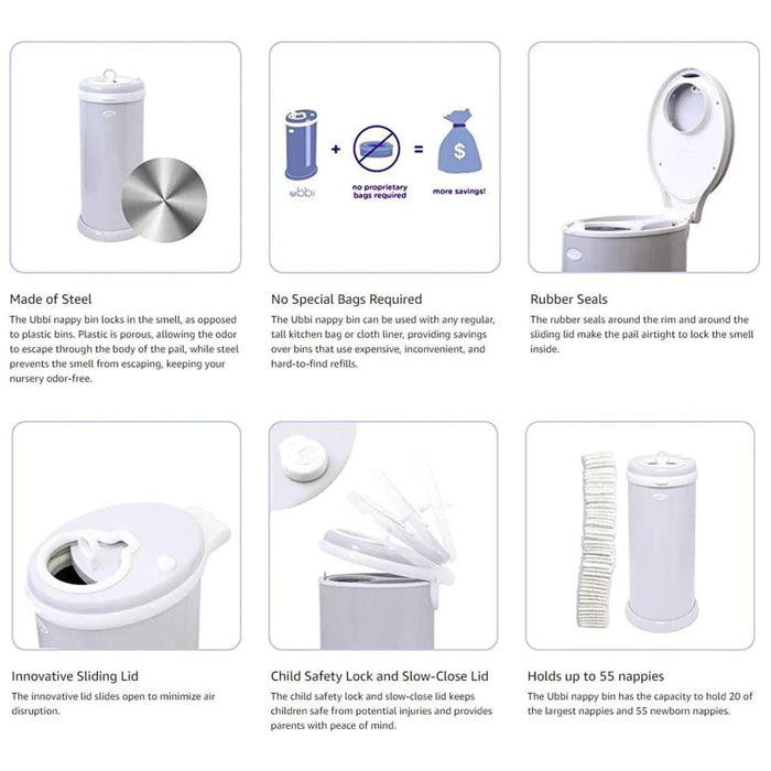 Ubbi® - Ubbi Stainless Steel Diaper Pail | Durable, Practical & Stylish