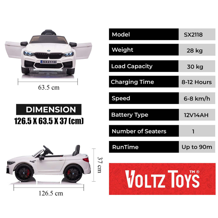 Voltz Toys - Voltz Toys Single Seater BMW M5 Kids Car with Leather Seat and Remote Control