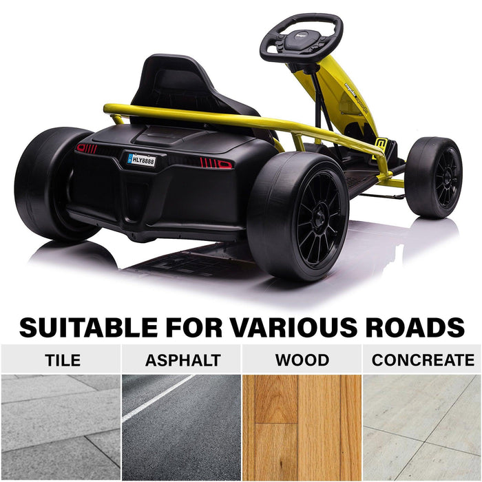 Voltz Toys - Voltz Toys Single Seater Kids GoKart Outdoor Racer Drifter with Seat Belt 24V High-Speed