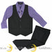 Zighi® - Zighi® 4 Piece Suit: Grey Vest with Lilac Shirt