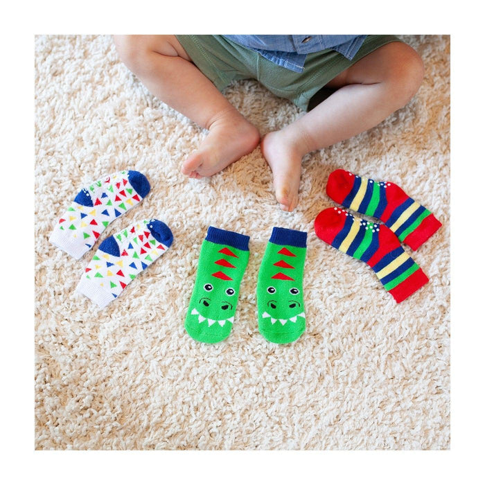 Zoocchini® - Zoocchini 3pair Comfort Terry Socks Devin the Dinosaur 0-24M