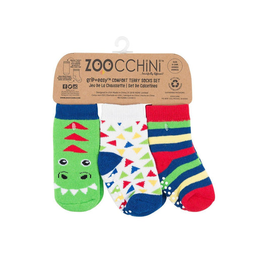 Zoochini - Zoochini 3pair Comfort Terry Socks Devin the Dinosaur 0-24M